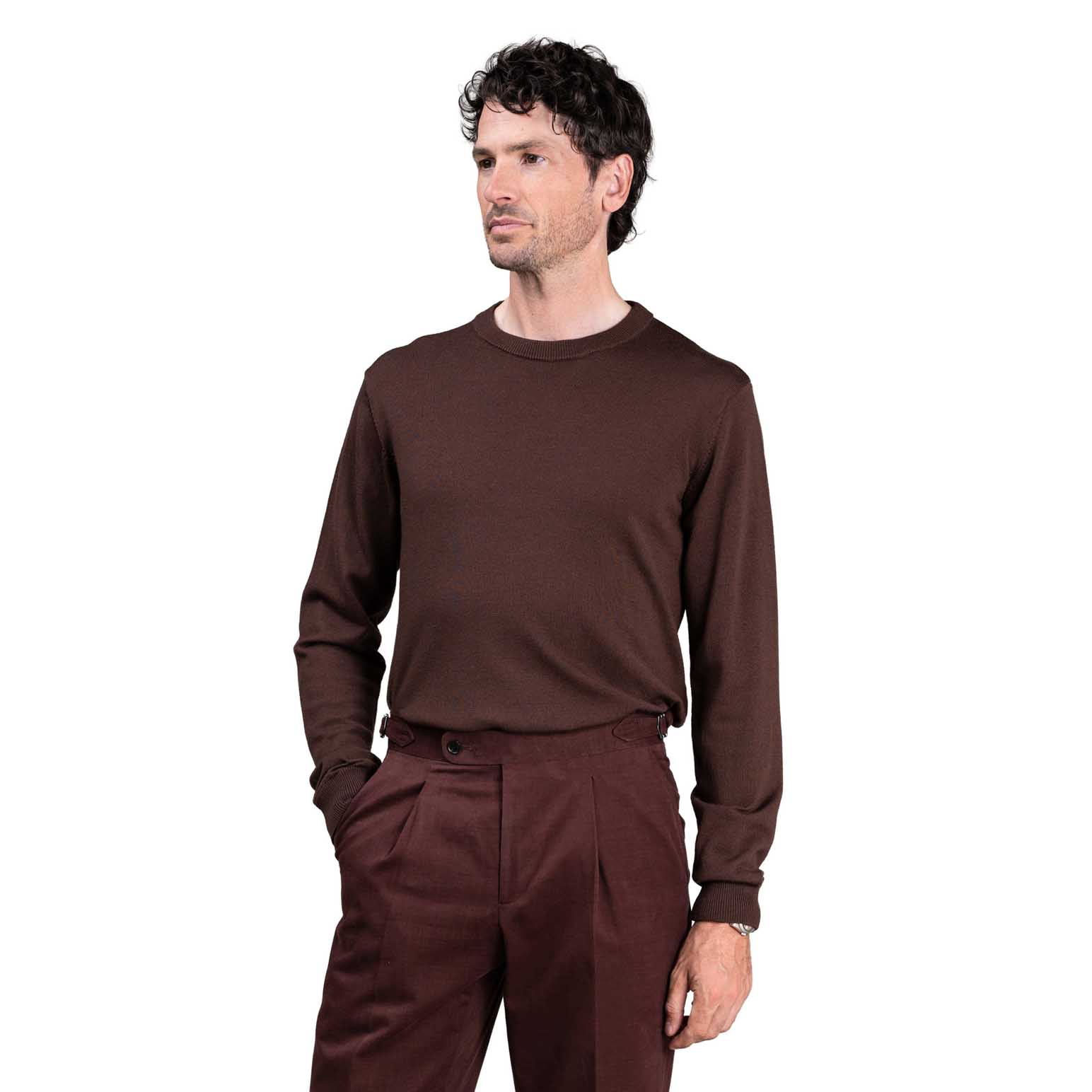 Rembrandt Naseby Mocha Brown Crew Neck Jersey